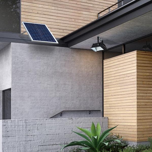 Projecteur solaire à LED 15W IP65 lanterne à capteur crépusculaire avec  support projecteur lumière mur extérieur porte de jardin
