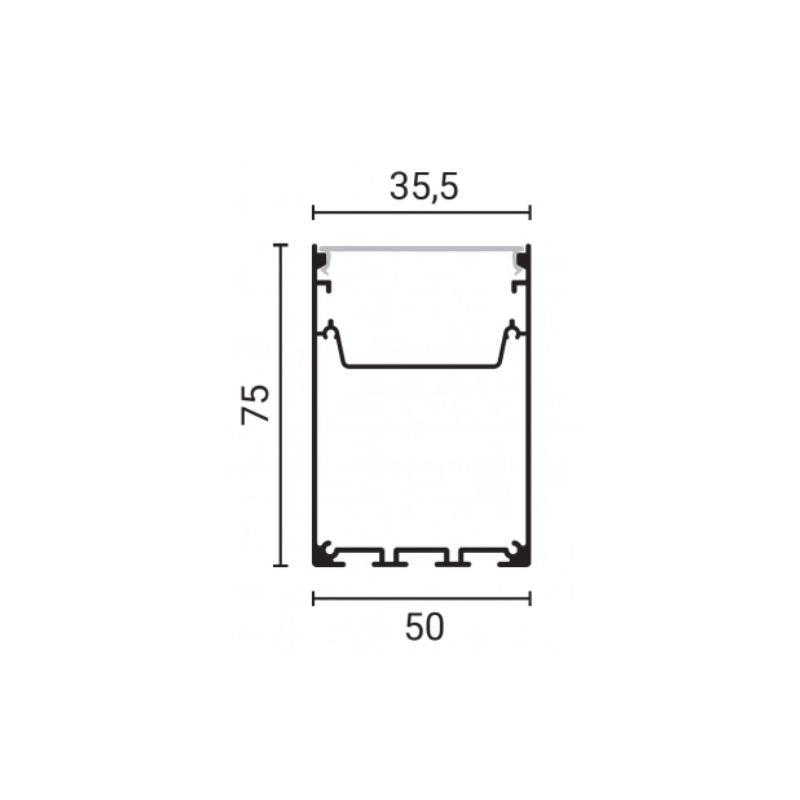 Profilé Aluminium 2m pour Réglette LED Suspendue sur Mesure Corps Blanc Diffuseur Blanc