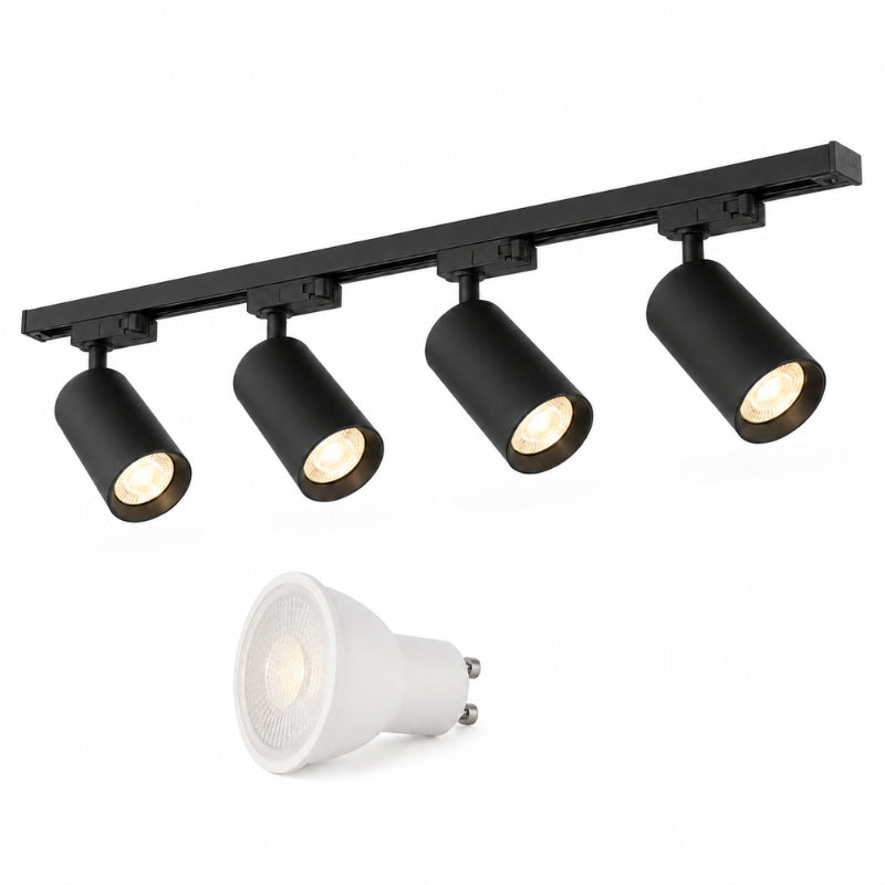 Kit Rail LED Triphasé + 4 Spots GU10 Noir - 200 cm - Silamp France