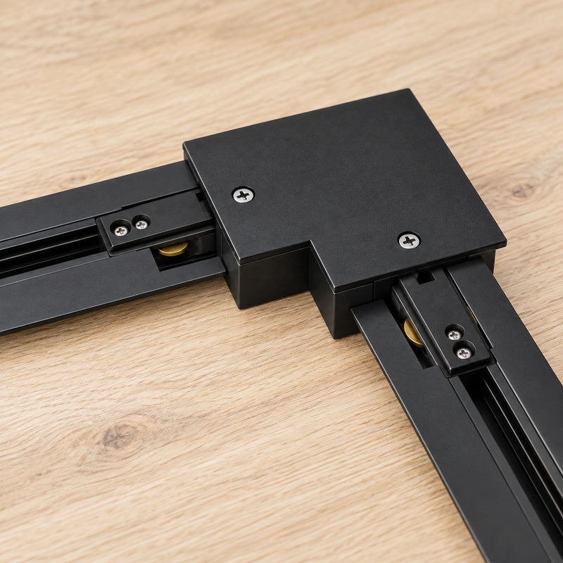 Connecteur L Rail Encastrable Monophasé Angle 90° Noir