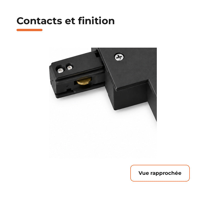 Connecteur L Rail Encastrable Monophasé Angle 90° Noir