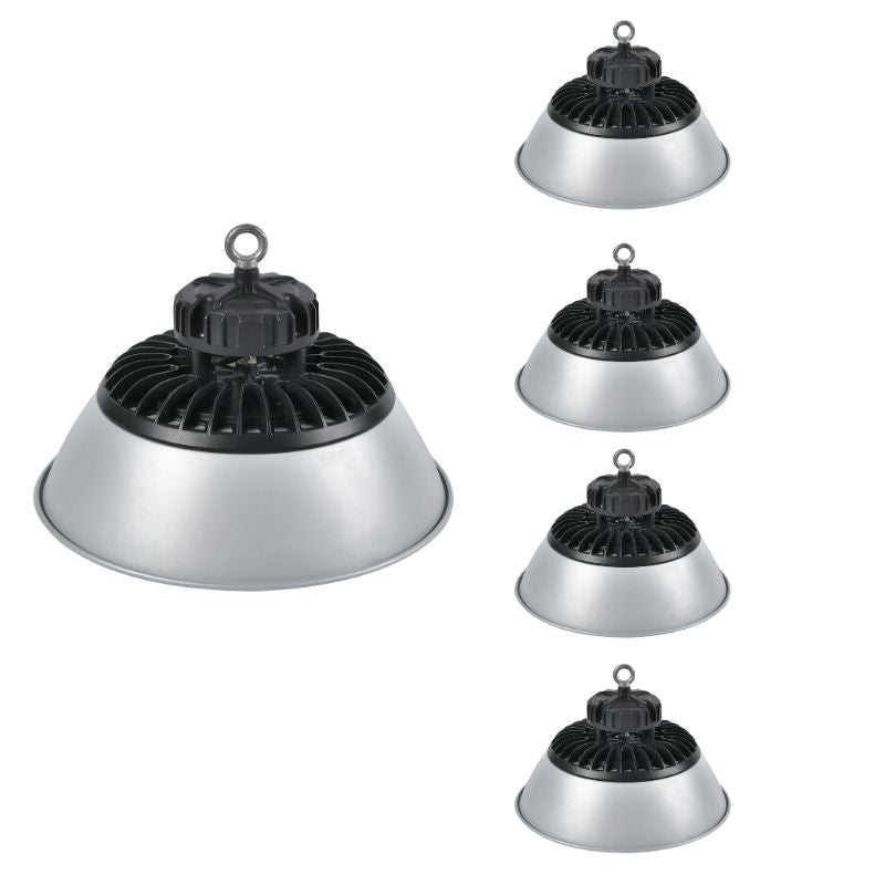 Pack de 5 - Cloche LED Industrielle 200W 90° ARGENT 150lm/W - Garantie 5 ans
