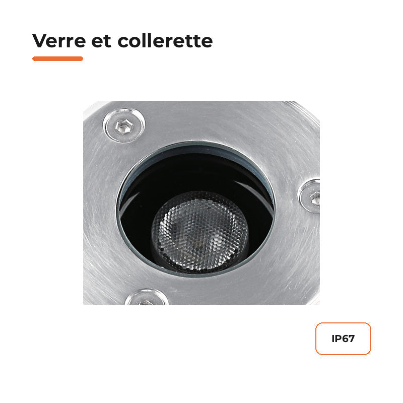Pack de 10 - Spot Extérieur Encastrable LED IP67 220V Sol 1W 30° Ø64 mm – détail