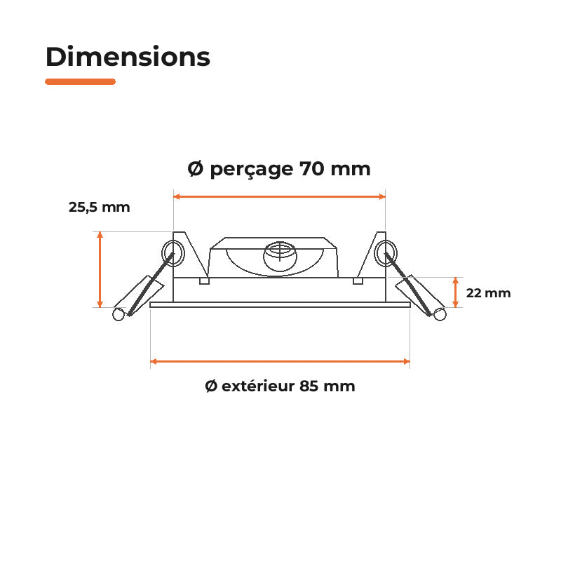 Downlight Dalle LED Ronde Ø85mm 3W Blanc CCT - Pack de 10
