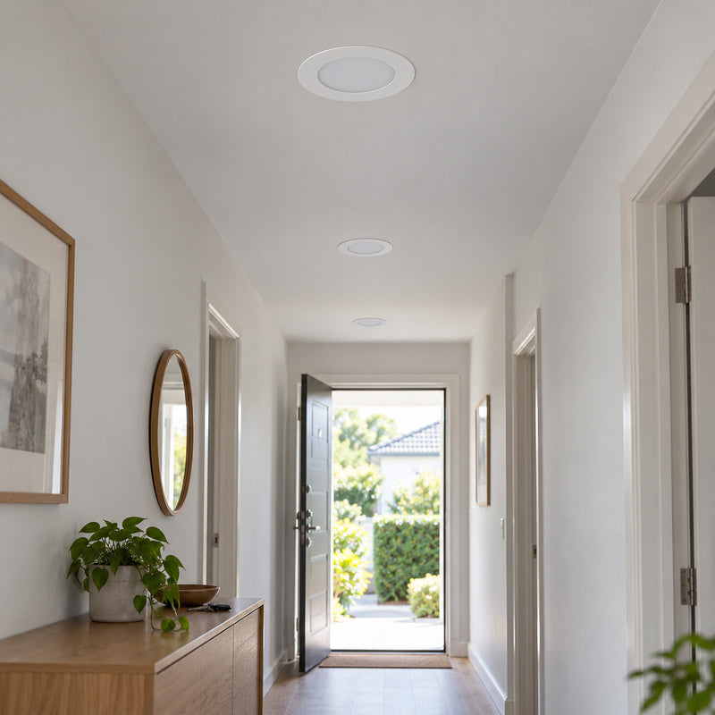 Downlight Dalle LED Ronde Ø128mm 6W Blanc CCT - Pack de 10 – mise en situation