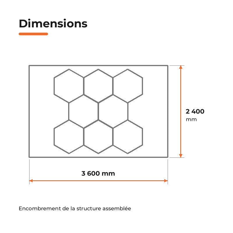 Kit Éclairage 8 Hexagones avec Cadre 387,5W 110lm/W
