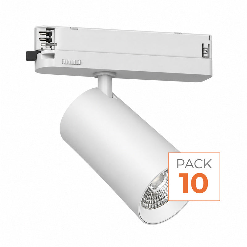 Pack de 10 - Spot LED sur Rail COB Triphasé 10W 36° Blanc - Garantie 5 ans