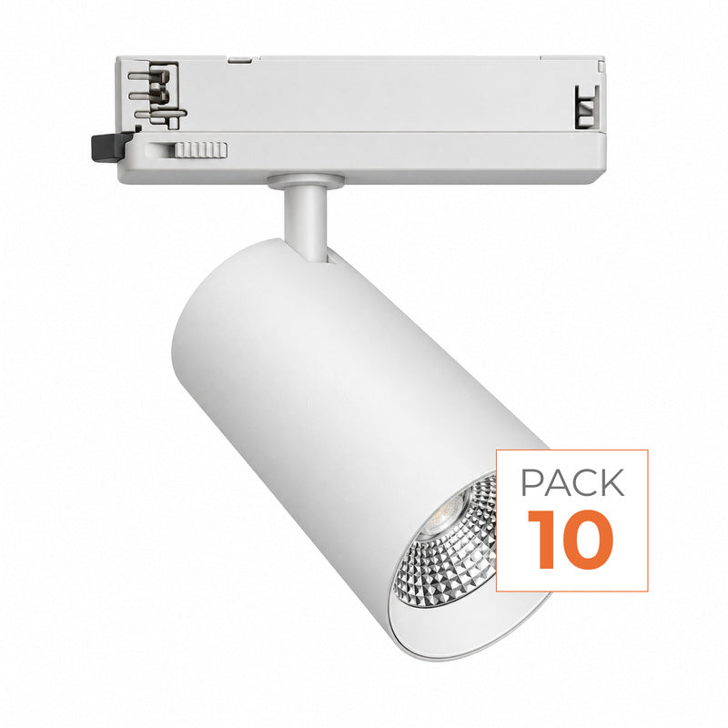 Pack de 10 - Spot LED sur Rail COB Triphasé 30W 36° Blanc - Garantie 5 ans
