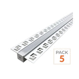 Profilé Aluminium Encastrable 2m pour Ruban LED Couvercle Blanc Opaque (Pack de 5)
