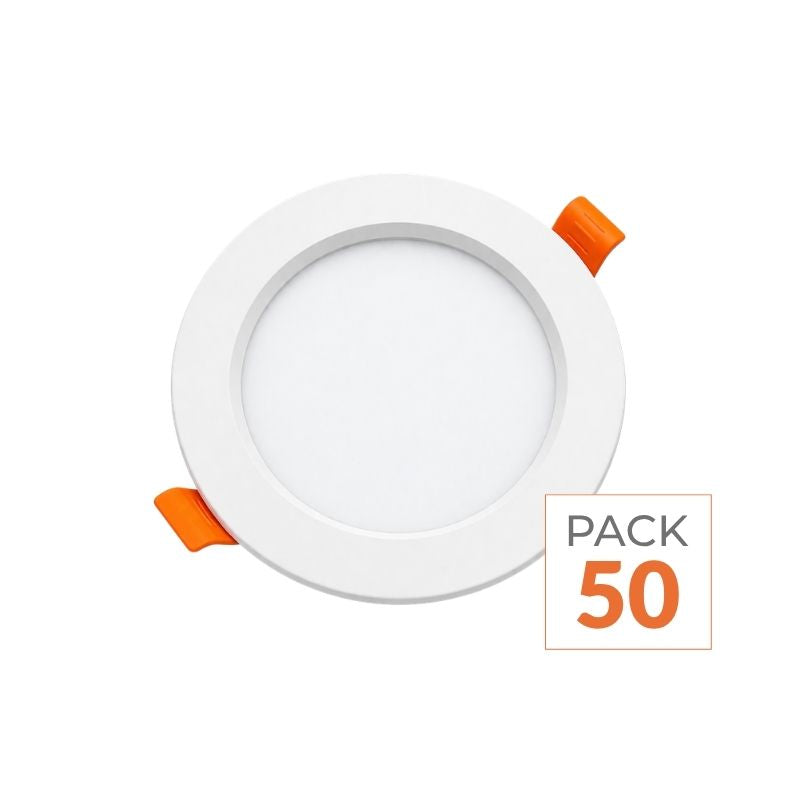 Pack de 50 - Spot LED Encastrable Plat Étanche 7W BLANC Transformateur Intégré