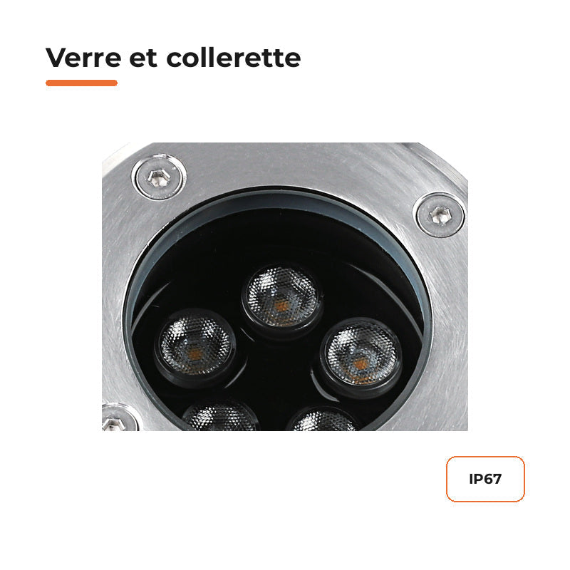 Spot Extérieur Encastrable 5W IP67 220V Sol 30° Ø80 – détail