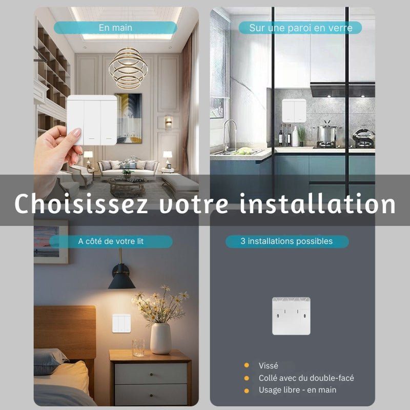 Interrupteur Mural sans Fil Bouton Triple