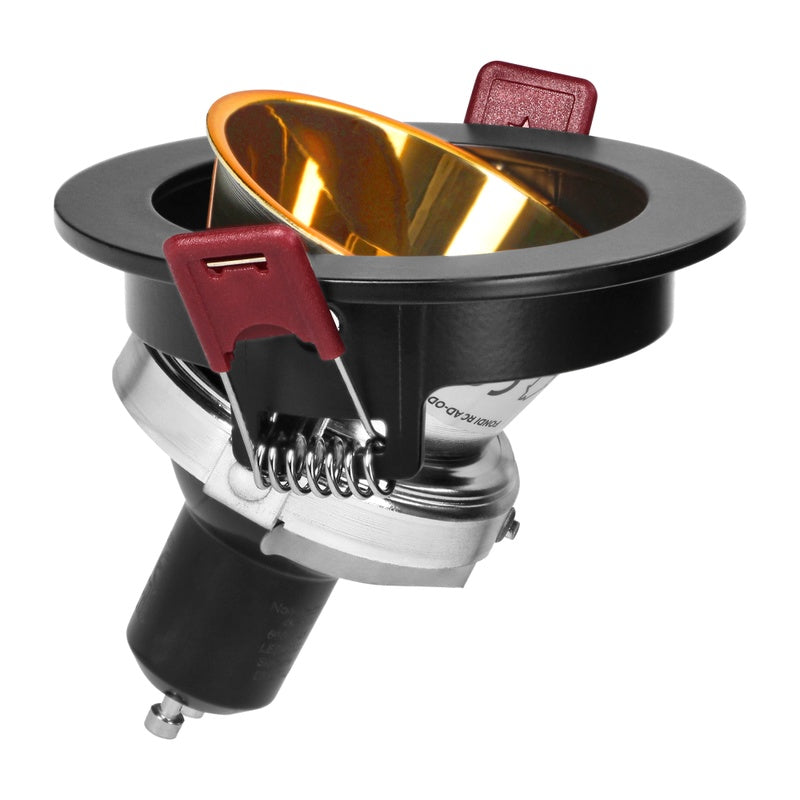 Support Spot GU10/MR16 Encastrable Rond Orientable Aluminium Noir et Or