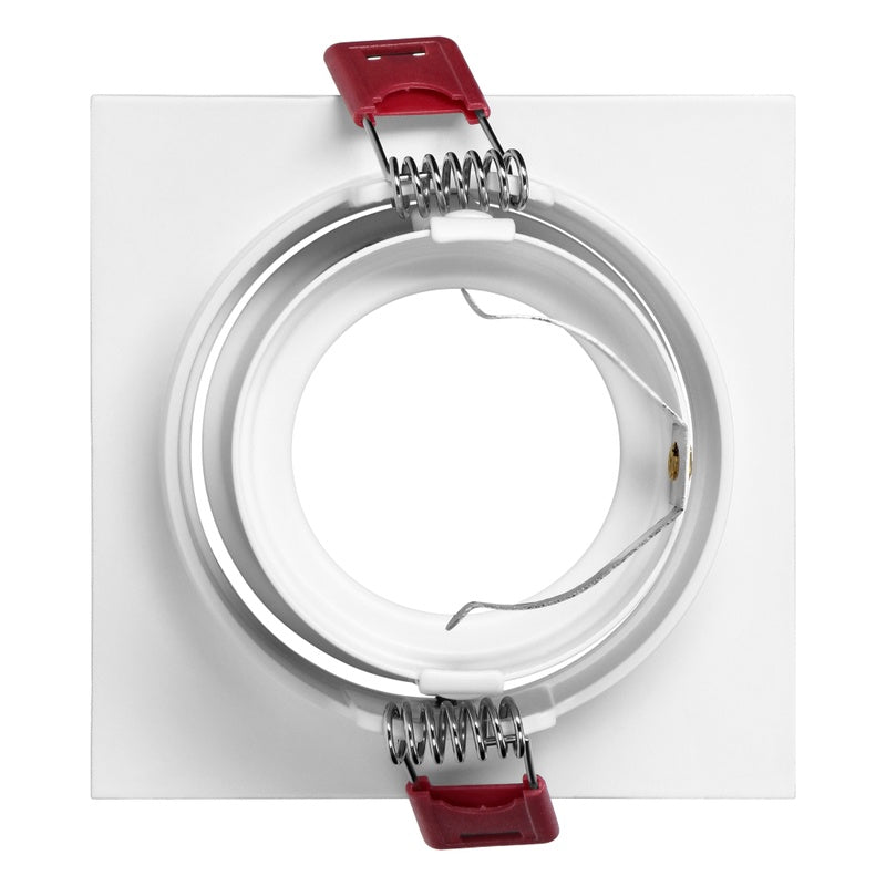 Support Spot GU10/MR16 Encastrable Carré Orientable Aluminium Blanc et Or