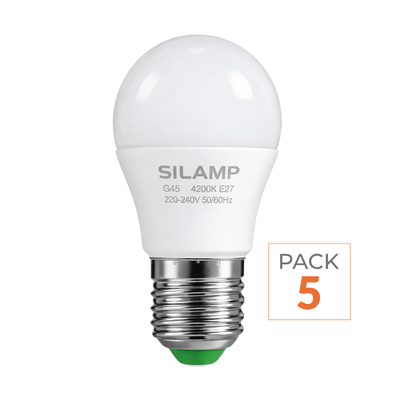Ampoule LED E27 6W 220V G45 220° (Pack de 5) - Silamp France