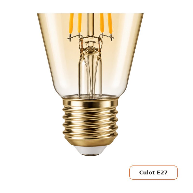 Ampoule LED Filament E27 8W Ambrée ST64 - Pack de 10 - Silamp France