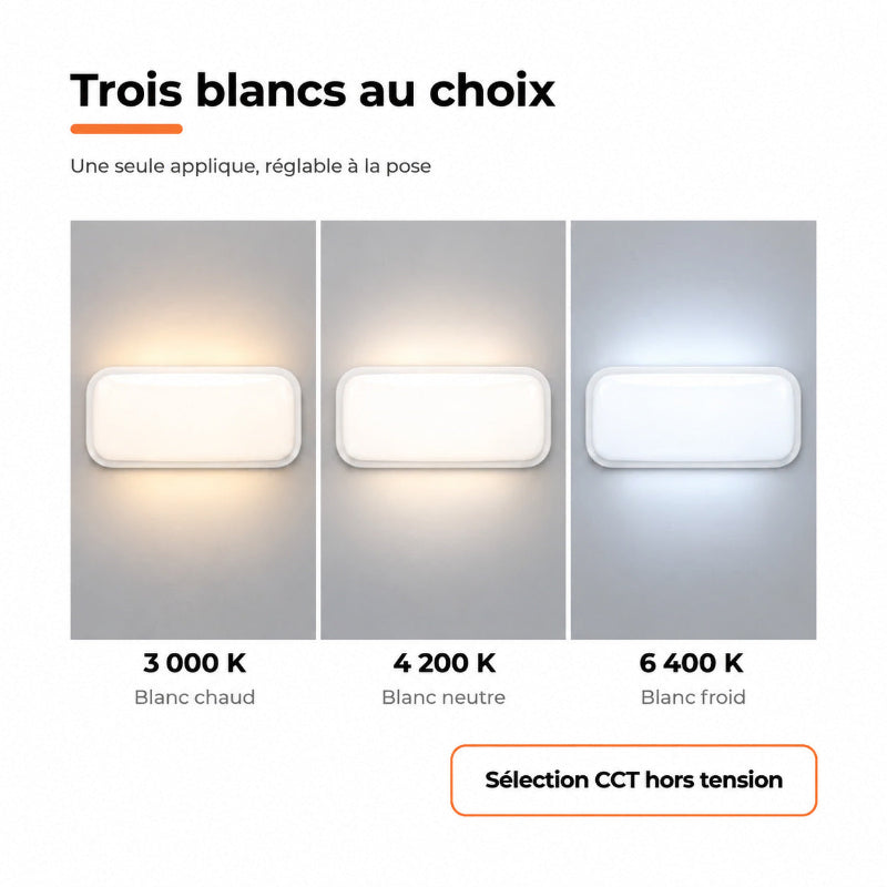 Applique LED Murale 20W Rectangulaire CCT IP65 - 3000K/4200K/6400K - Silamp France