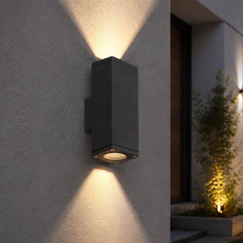 Applique Murale Graphite Grise IP65 Double Faisceau GU10 - Silamp France
