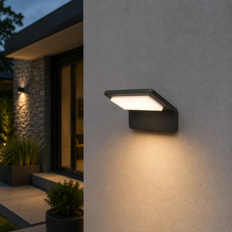 Applique Murale LED Extérieure Incurvée 9W Graphite Grise IP65 - Silamp France