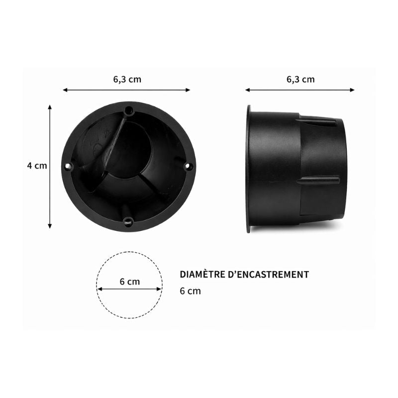 Boîte d'Encastrement 60mm Profondeur - Noir - Silamp France