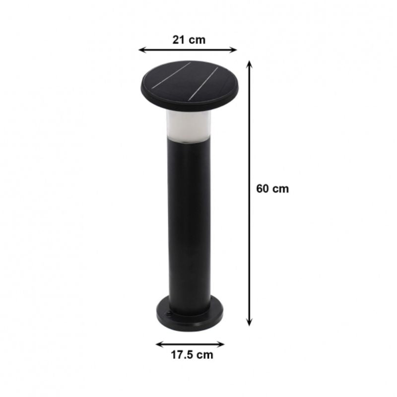 Borne de Jardin Solaire 60cm Noire 3000K/6400K - Silamp France