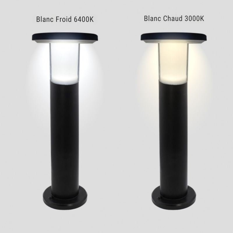 Borne de Jardin Solaire 60cm Noire 3000K/6400K - Silamp France
