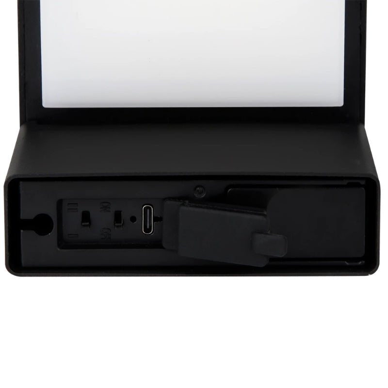Borne de Jardin Solaire à Piquer 220lm USB - C Carré IP54 Noir - Silamp France