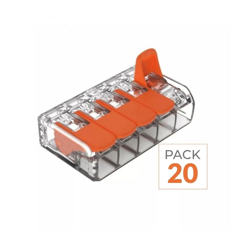 Borne de raccordement à levier 5 entrées (Pack de 20) - Silamp France