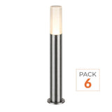 Borne Extérieure 60cm 220V IP65 ARGENT pour Ampoule E27 (Pack de 6)