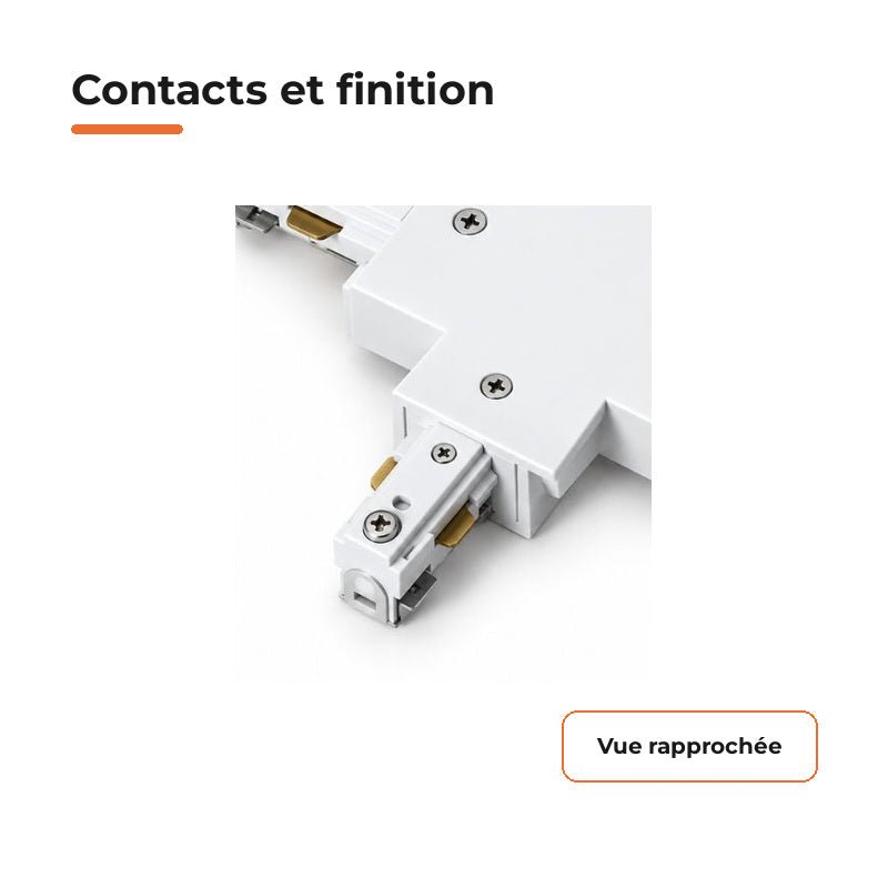 Connecteur T Rail Encastrable Monophasé Blanc - Silamp France
