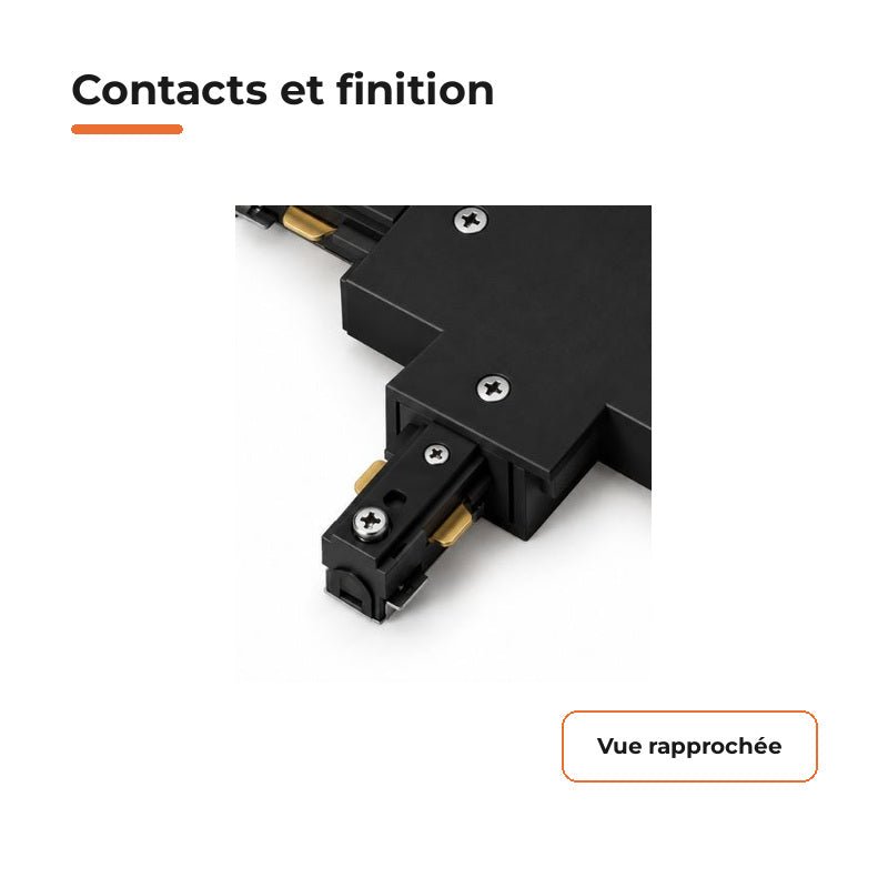 Connecteur T Rail Encastrable Monophasé Noir - Silamp France
