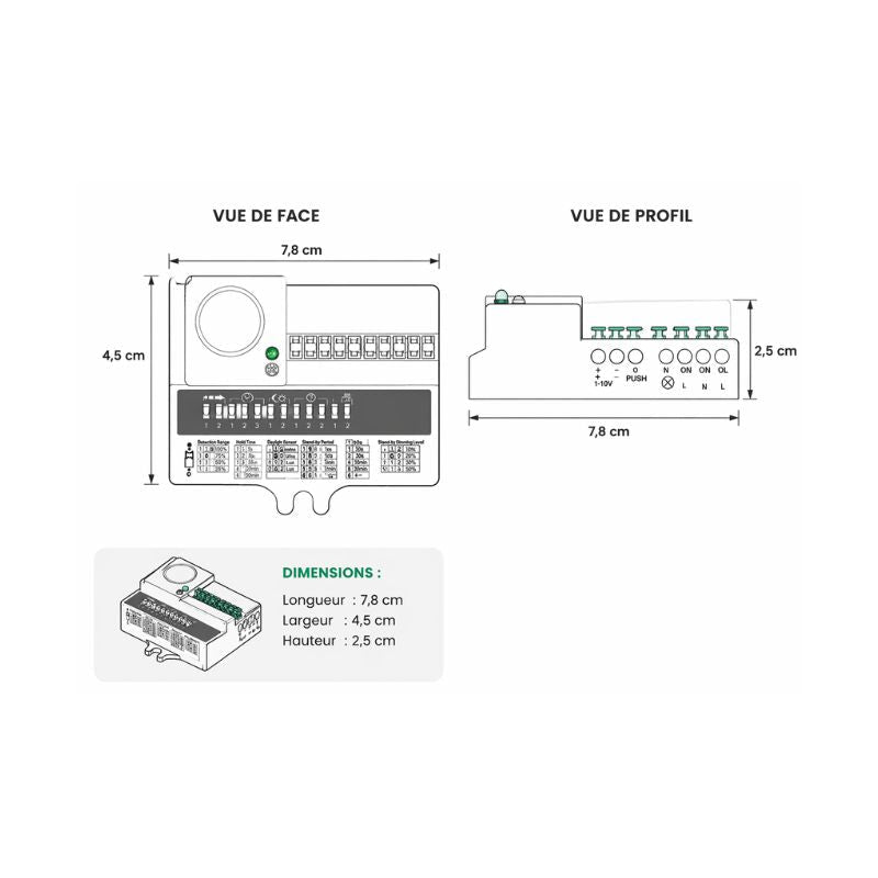 Détecteur de mouvement avec Dimmer et DIP Switch IP20 - Silamp France