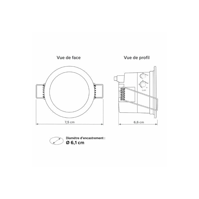 Détecteur de Mouvement Encastré Plafond IP65 6m 360° - Silamp France