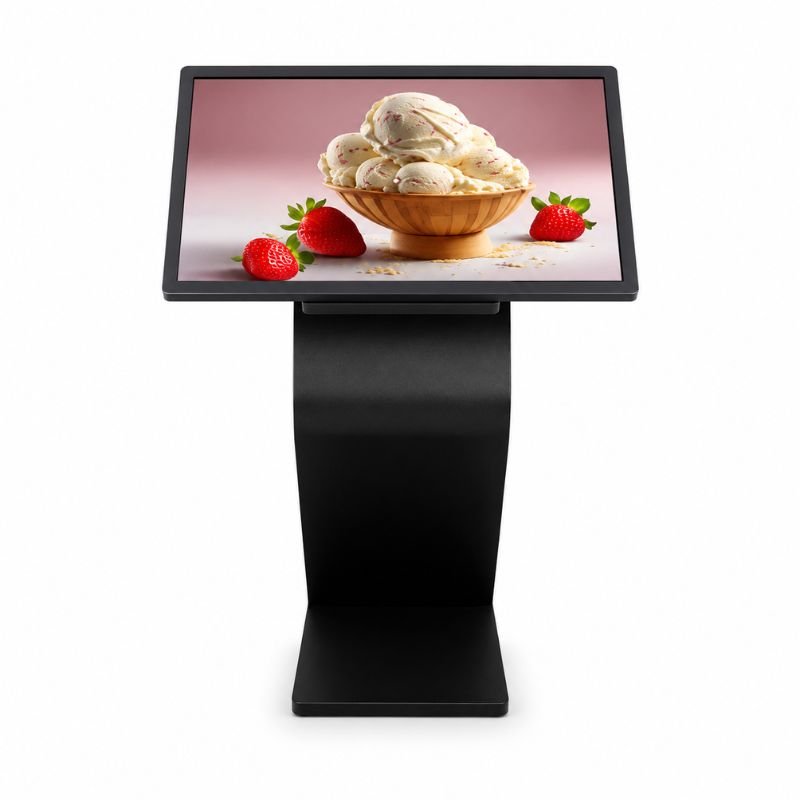 Écran Publicitaire Tactile 43" Horizontal Forme K Android 2K sur Pied - Commerces et Restaurants - Silamp France