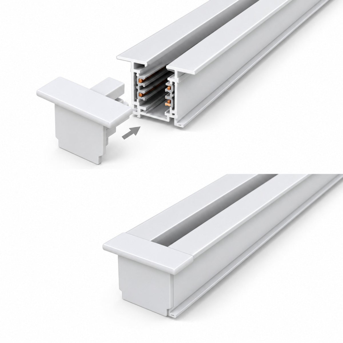 Embout de Fermeture pour Rail Encastrable Triphasé Blanc - Silamp France
