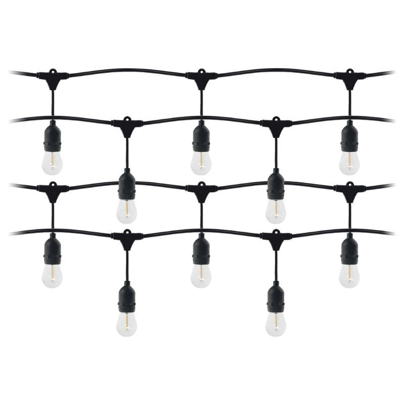 Guirlande Guinguette LED 220V 20M avec 10 Ampoules E27 1W Raccordable - Blanc Chaud 2300K - 3500K - Silamp France