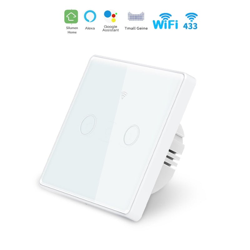 Interrupteur Mural Double Connecté Wifi Tactile BLANC - Silumen Home - Silamp France