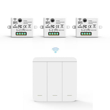 Interrupteur Mural sans Fil Bouton Triple avec 3 Récepteurs 220V 10A