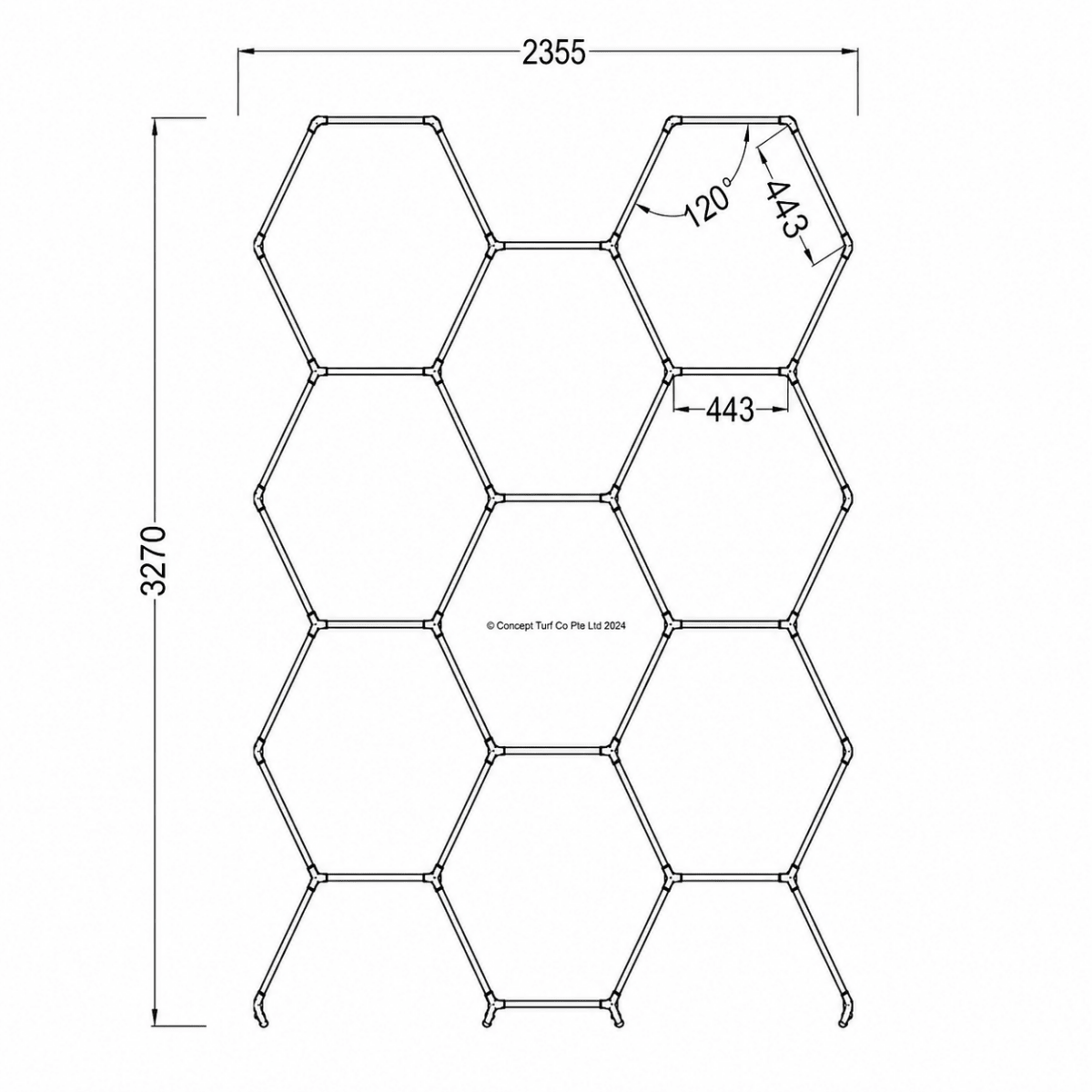 Kit 11 éclairages LED Hexagonal 299W - 110lm/W - Silamp France