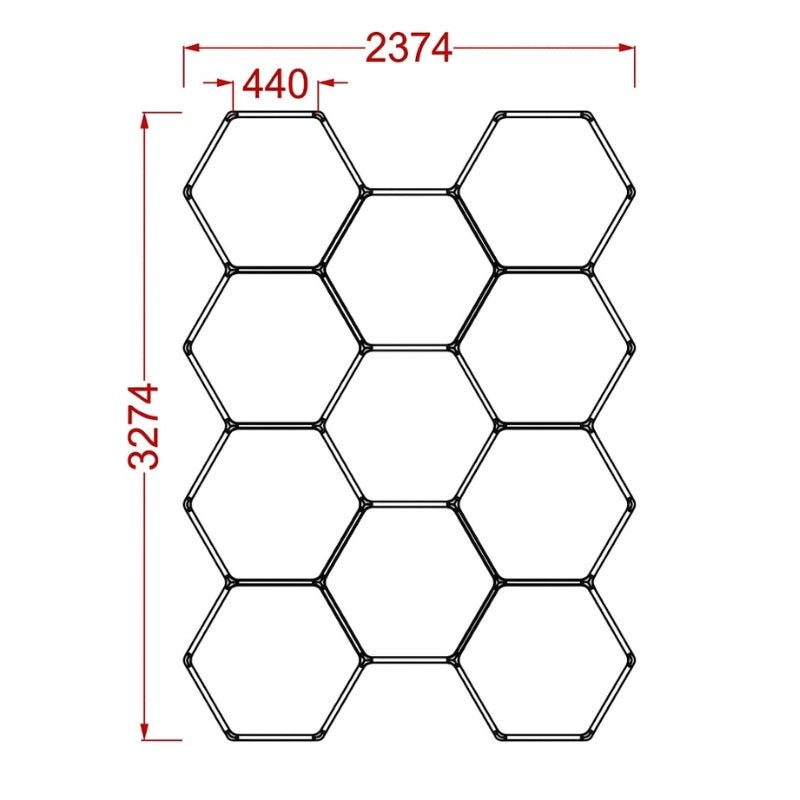 Kit 11 éclairages LED Hexagonal 299W - 110lm/W - Silamp France
