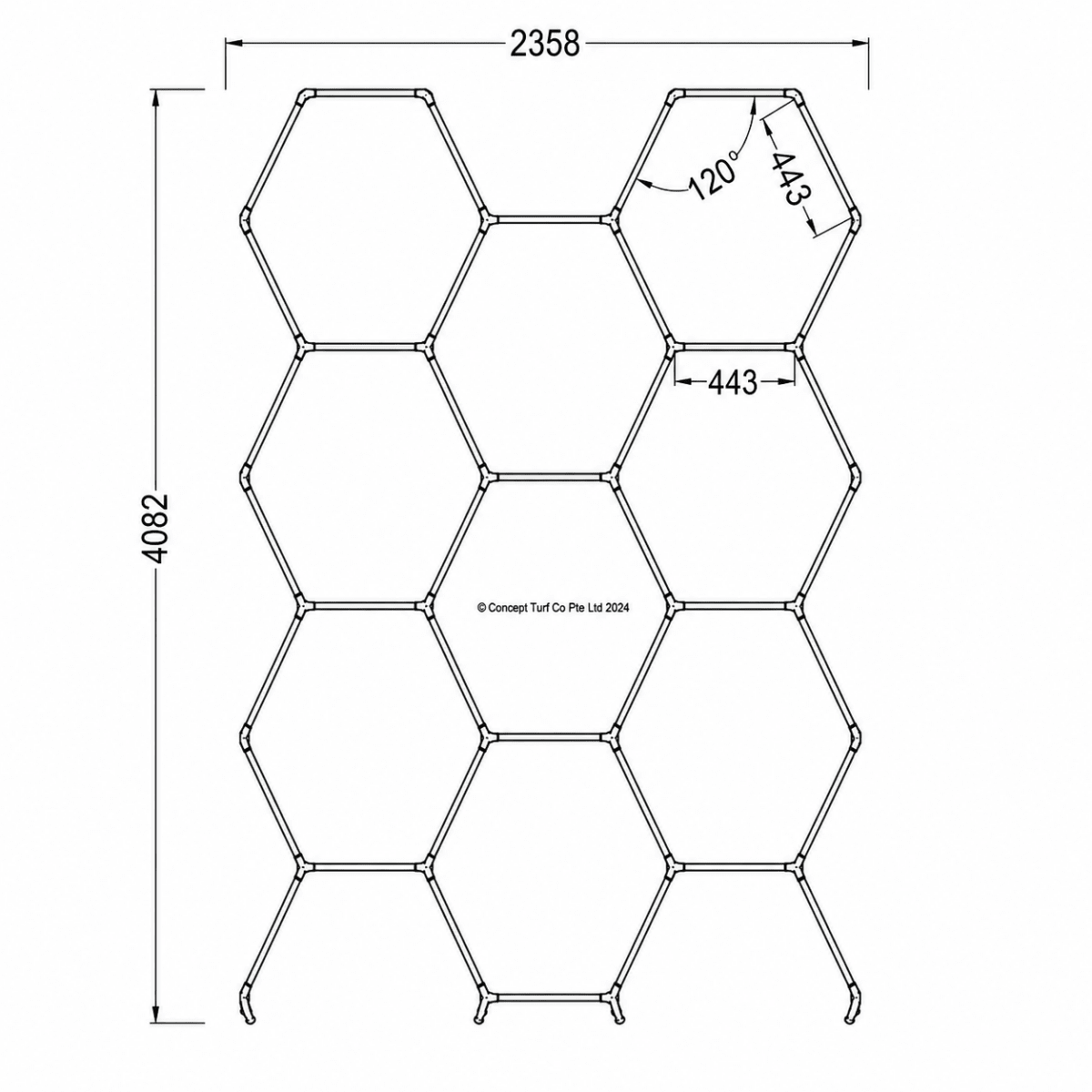 Kit 14 éclairages LED Hexagonal 370.5W - 110lm/W - Silamp France
