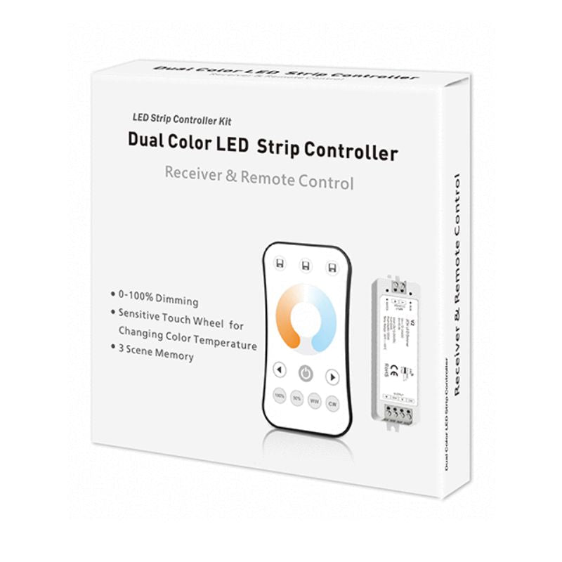 Kit Contrôleur LED CCT RF 12 - 24V DC Max 10A avec Télécommande - Blanc - Silamp France