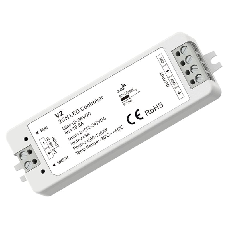 Kit Contrôleur LED CCT RF 12 - 24V DC Max 10A avec Télécommande - Blanc - Silamp France
