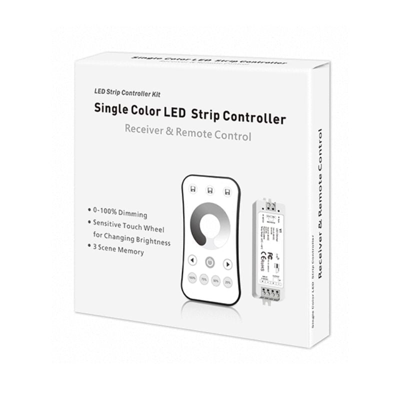 Kit Contrôleur LED Monocouleur RF 5 - 36V DC Max 8A avec Télécommande - Blanc - Silamp France