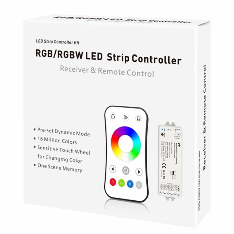 Kit Contrôleur LED RGBW RF 12 - 24V DC avec Télécommande - Blanc - Silamp France