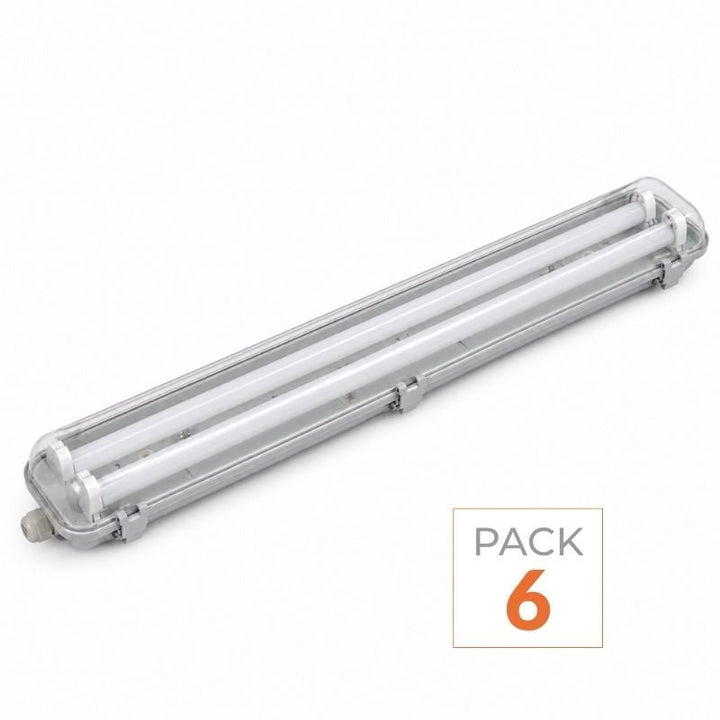 Kit de Réglette LED IP65 + 2 Tube Néon LED 150cm T8 22W - Pack de 6