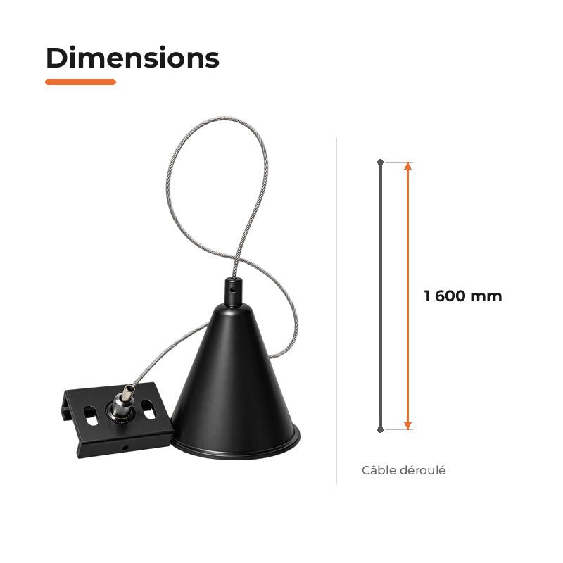 Kit de suspension Noir pour Rail Triphasé - Silamp France