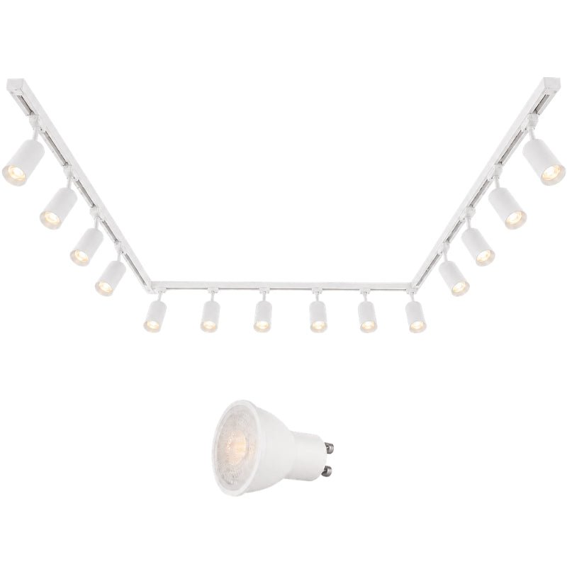 Kit Rail LED Triphasé en U + 14 Spots GU10 Blanc - 800 cm - Silamp France