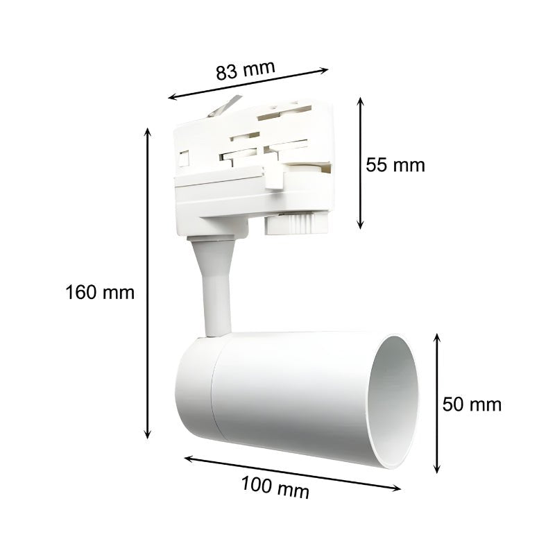 Kit Spot LED sur rail 80° Triphasé Blanc + Ampoule LED GU10 5W - Silamp France