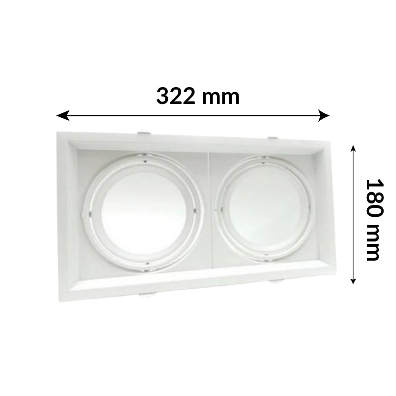 Kit Support Double AR111 Encastrable Orientable avec Ampoules LED 20W - Silamp France